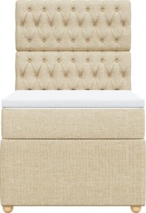 vidaXL vidaXL Łóżko kontynentalne z materacem, kremowe, tkanina, 90x200 cm 6