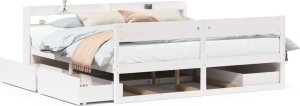 vidaXL vidaXL Rama łóżka bez materaca, biała, 180x200 cm, lite drewno sosnowe 2