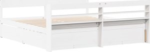 vidaXL vidaXL Rama łóżka bez materaca, biała, 180x200 cm, lite drewno sosnowe 8