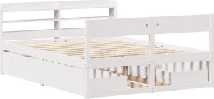 vidaXL vidaXL Rama łóżka bez materaca, biała, 140x190 cm, lite drewno sosnowe 3