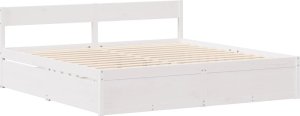 vidaXL vidaXL Rama łóżka bez materaca, biała, 140x190 cm, lite drewno sosnowe 5