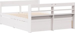 vidaXL vidaXL Rama łóżka bez materaca, biała, 140x190 cm, lite drewno sosnowe 8