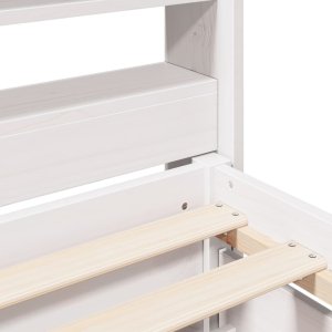 vidaXL vidaXL Rama łóżka bez materaca, biała, 140x190 cm, lite drewno sosnowe 9