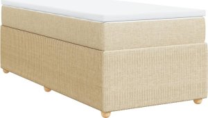 vidaXL Łóżko kontynentalne z materacem, kremowe, tkanina, 90x200 cm 2