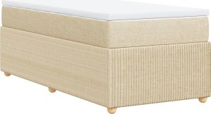 vidaXL Łóżko kontynentalne z materacem, kremowe, tkanina, 90x200 cm 6