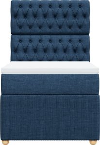 vidaXL vidaXL Łóżko kontynentalne z materacem, niebieskie, tkanina, 90x200 cm 6