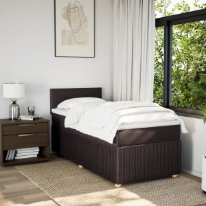 vidaXL Łóżko kontynentalne z materacem, brązowe, tkanina, 90x200 cm 3