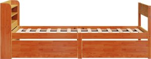 vidaXL vidaXL Rama łóżka bez materaca, woskowy brąz, 75x190 cm, sosnowa 7