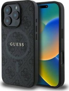 Guess Guess GUHMP16LG4GFRK iPhone 16 Pro 6.3" czarny/black hardcase 4G Ring Classic Logo MagSafe 1