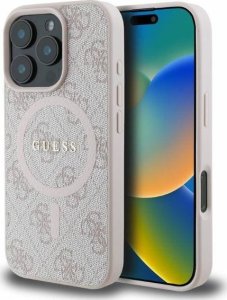 Guess Guess GUHMP16LG4GFRP iPhone 16 Pro 6.3" różowy/pink hardcase 4G Ring Classic Logo MagSafe 1