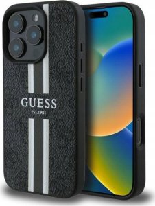 Guess Guess GUHMP16LP4RPSK iPhone 16 Pro 6.3" czarny/black hardcase 4G Printed Stripes MagSafe 1