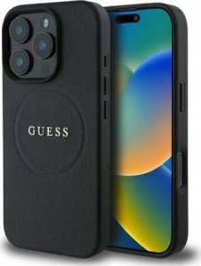 Guess Guess GUHMP16LPGHSMMK iPhone 16 Pro 6.3" czarny/black hardcase Grained Gold Ring MagSafe 1