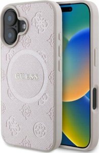 Guess Guess GUHMP16SPSAPSMEP iPhone 16 6.1" różowy/pink hardcase Saffiano Peony Classic Logo MagSafe 1