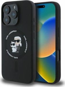 Karl Lagerfeld Karl Lagerfeld KLHMP16LSCMKCRHK iPhone 16 Pro 6.3" czarny/black hardcase Silicone KC Heads Ring MagSafe 1