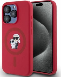 Karl Lagerfeld Karl Lagerfeld KLHMP15LSCMKCRHR iPhone 15 Pro 6.1" czerwony/red hardcase Silicone KC Heads Ring MagSafe 1