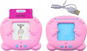 LeanToys Tablet Do Kart Edukacyjnych Nauka Języka Polski Angielski 224 Słowa Różowy 3