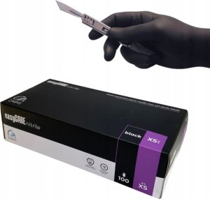 Zarys International Group Rękawice easyCARE nitrylowe, bezpudrowe 100 szt. Czarny XS 2