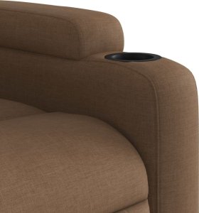 vidaXL vidaXL Podnoszony fotel masujący, rozkładany, brązowy, obity tkaniną 10