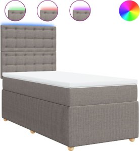 vidaXL vidaXL Łóżko kontynentalne z materacem, taupe, tkanina, 100x200 cm 2