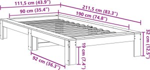 vidaXL vidaXL Rama łóżka bez materaca, 90x190 cm, lite drewno sosnowe 8