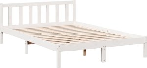 vidaXL Dłuższe łóżko bez materaca, białe, 140x210 cm, drewno sosnowe 3