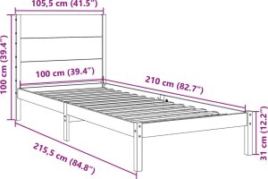 vidaXL Dłuższe łóżko bez materaca, 100x210 cm, lite drewno 9
