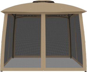 vidaXL vidaXL Altana z podwójnym dachem i siatką wokół, taupe, 2,93x2,93 m 4