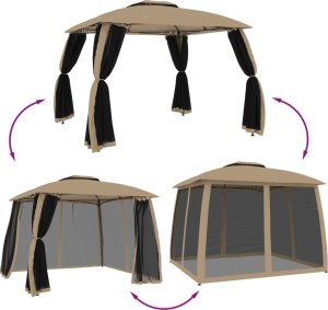 vidaXL vidaXL Altana z podwójnym dachem i siatką wokół, taupe, 2,93x2,93 m 6