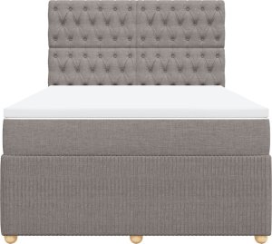 vidaXL Łóżko kontynentalne z materacem, taupe, tkanina, 140x190 cm 6