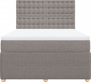 vidaXL Łóżko kontynentalne z materacem, taupe, tkanina, 140x190 cm 4