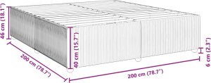 vidaXL Rama łóżka bez materaca, czarna, 200x200 cm, obita tkaniną 9