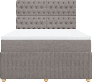 vidaXL Łóżko kontynentalne z materacem, taupe, tkanina, 140x190 cm 4