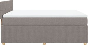vidaXL Łóżko kontynentalne z materacem, taupe, tkanina, 140x190 cm 7