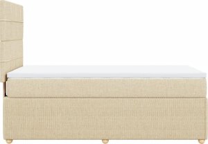 vidaXL Łóżko kontynentalne z materacem, kremowe, tkanina, 100x200 cm 5
