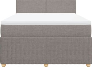 vidaXL Łóżko kontynentalne z materacem, taupe, tkanina, 140x190 cm 6