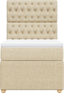 vidaXL Łóżko kontynentalne z materacem, kremowe, tkanina, 100x200 cm 4