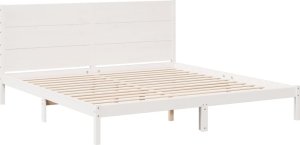 vidaXL Dłuższe łóżko bez materaca, białe, 200x220 cm, lite drewno 3