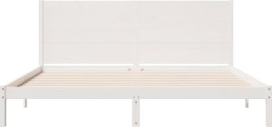 vidaXL Dłuższe łóżko bez materaca, białe, 200x220 cm, lite drewno 4