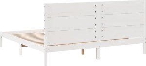 vidaXL Dłuższe łóżko bez materaca, białe, 200x220 cm, lite drewno 6