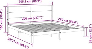 vidaXL Dłuższe łóżko bez materaca, białe, 200x220 cm, lite drewno 9