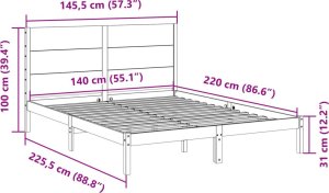 vidaXL vidaXL Dłuższe łóżko bez materaca, białe, 140x220 cm, lite drewno 9