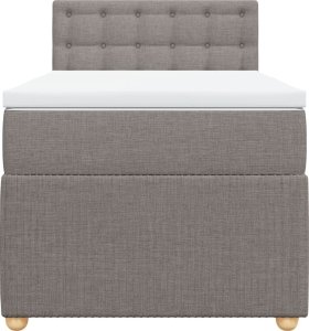 vidaXL Łóżko kontynentalne z materacem, taupe, tkanina, 100x200 cm 6