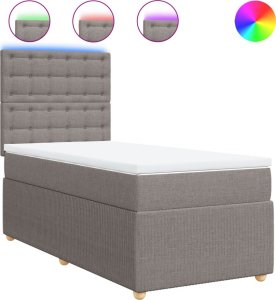 vidaXL vidaXL Łóżko kontynentalne z materacem, taupe, tkanina, 90x200 cm 2