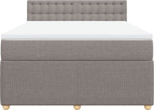 vidaXL Łóżko kontynentalne z materacem, taupe, tkanina, 140x190 cm 4