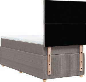 vidaXL Łóżko kontynentalne z materacem, taupe, tkanina, 100x200 cm 6