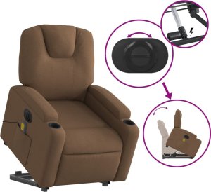 vidaXL Podnoszony fotel masujący, elektryczny, rozkładany, brązowy 10