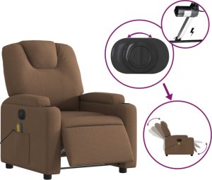 vidaXL Rozkładany fotel masujący, elektryczny, brązowy, tkanina 5
