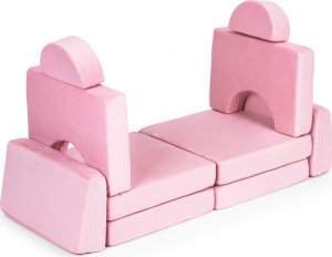 Ecotoys Sofa składana modułowa dla dzieci duża 2 osobowa DIY 10 miękkich poduch - różowa ECOTOYS 4