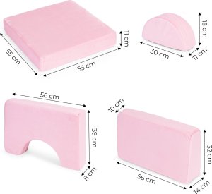 Ecotoys Sofa składana modułowa dla dzieci duża 2 osobowa DIY 10 miękkich poduch - różowa ECOTOYS 10