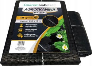 Linarem SiatkiSieci AGROTKANINA 135G 0,8x10m PREMIUM UV 3% AGROWŁÓKNINA CZARNA MATA + KOŁKI 1